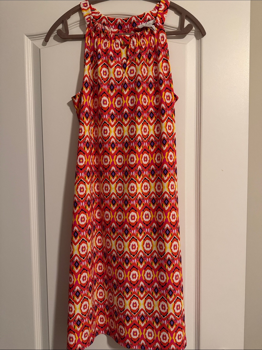 Jude Connally orange, purple and Yellow Geometric dress